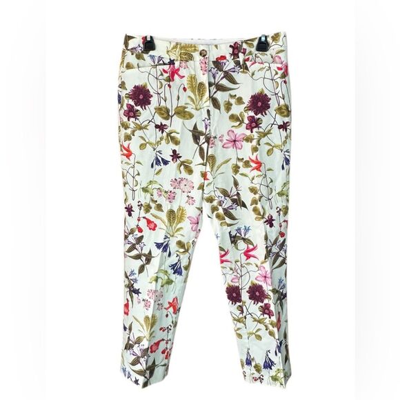 Lands End Floral Mid-Rise Straight Leg Crop Pants. Size 4. Garden whimsical EUC - Picture 1 of 7